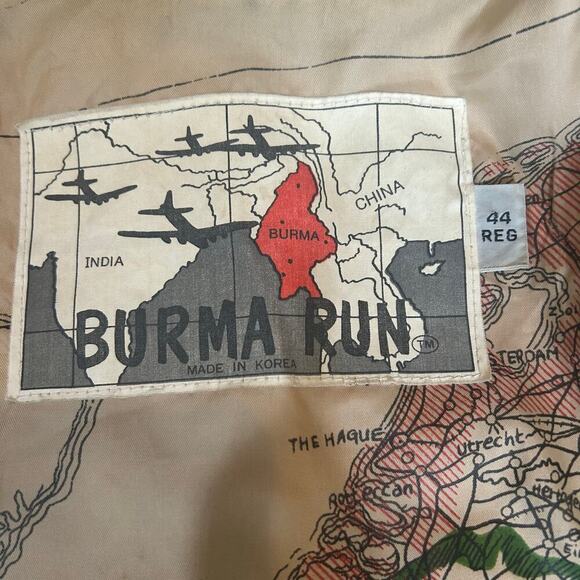 Vintage Burma Run Brown Leather Bomber Jacket Size 44R Pilot Military - Picture 2 of 8